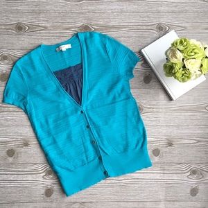 LOFT Teal Short Sleeve Sweater with Navy Tank Top